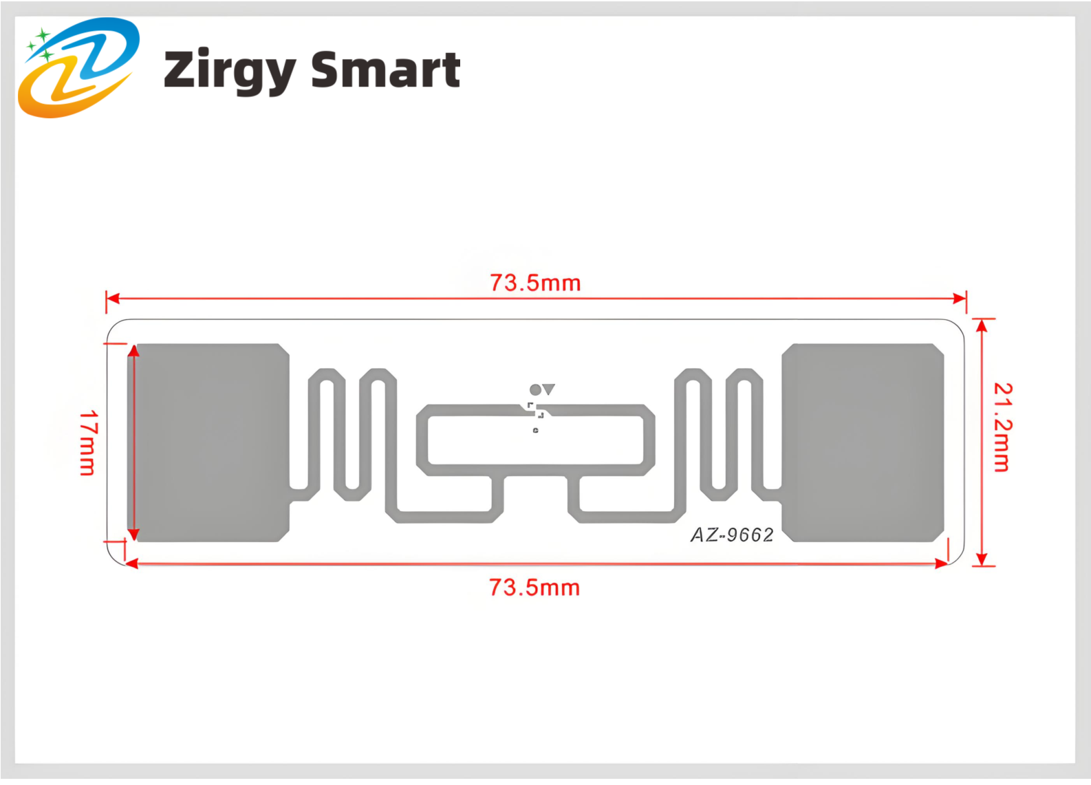 Ultrahigh frequency fragile label AZ 9662 73*23mm profile display Figure 1