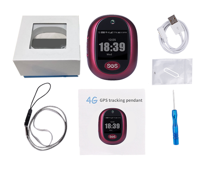 GPS 4G pendant locator packaging accessories